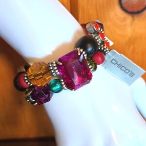 Chico's Mixed Media Stretch Bracelet New With Tag
